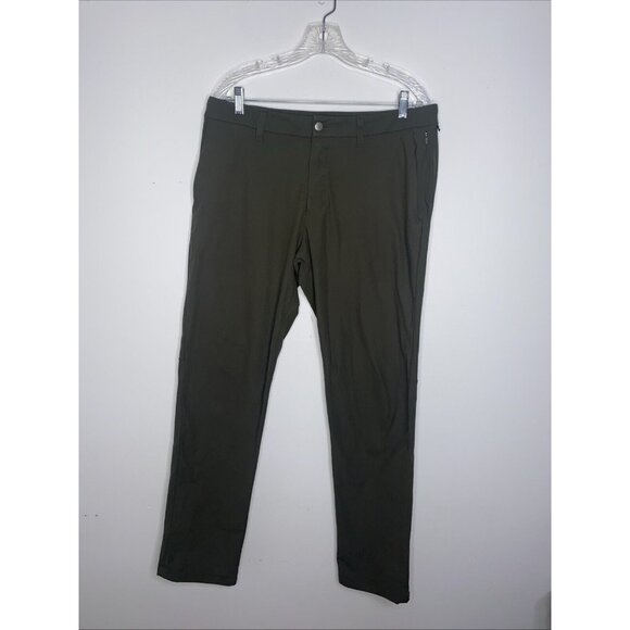Lululemon Commission Pant Slim Fit Men's Size 34 Dark Olive Green Warpstreme - Picture 1 of 8